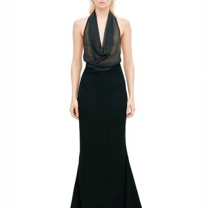 NWT black gown with crystallized cowl neck top